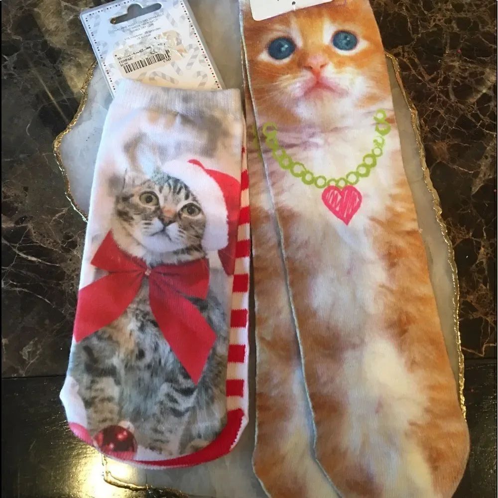 🐈⬛ - 🎃 CAT SOCKS! So cute 2 pairs! - Picture 6 of 8